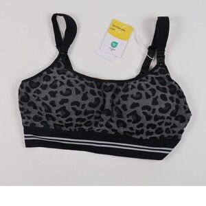 Momcozy Nursing Bra Seamless Maternity Leopard Grey Black 2XL NWT